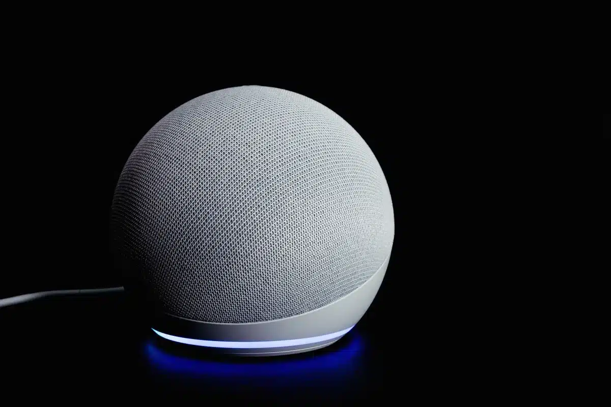 Enceinte Echo Dot 5e génération avec sa coque Jack Skellington thématique