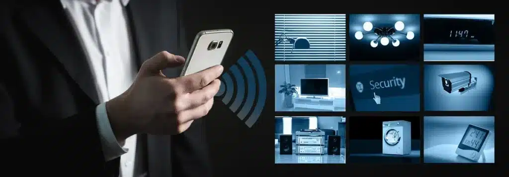 Thermostat intelligent moderne sur un mur intérieur dans un intérieur contemporain