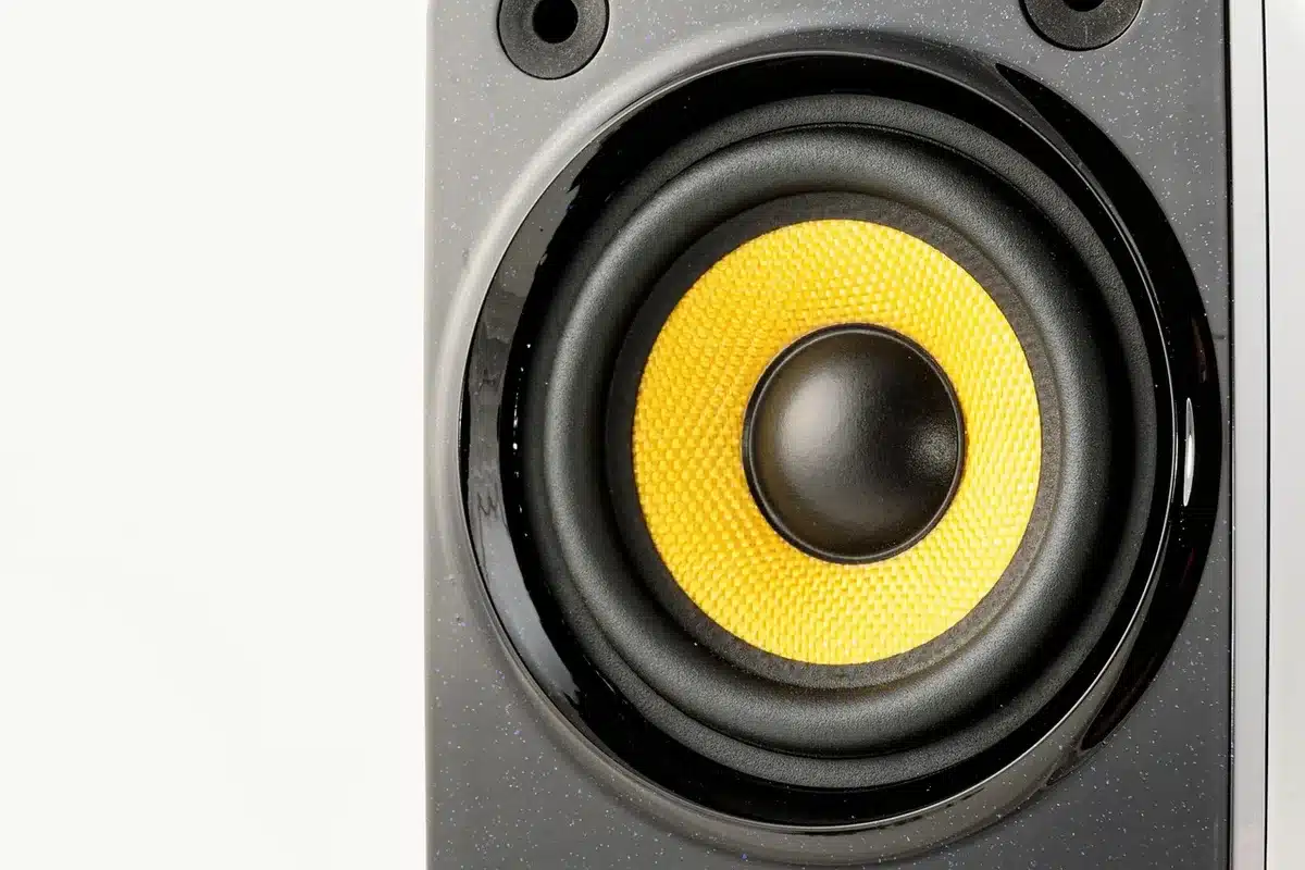 Comparaison schématique de réponse en fréquence entre dalle vibrante et woofer