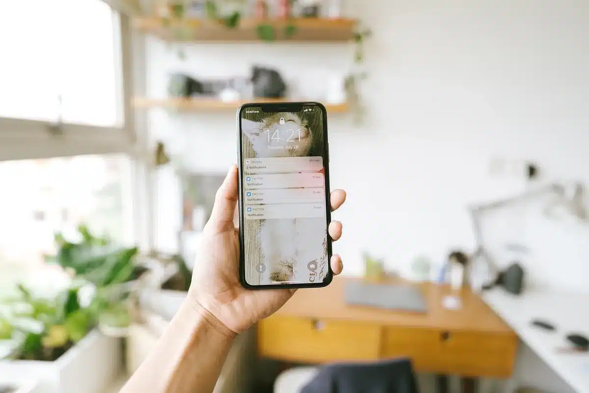 Interface de l'appareil photo avec repères de zoom visibles